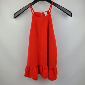Amanda Uprichard Sleeveless Halter Top Blouse Womens Small Red Ruffled Hem